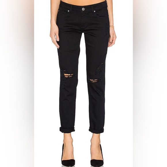 DL1961 Denim - DL1961 Azalea Relaxed Skinny Jean in Nemesis Black Size 28” Distressed REVOLVE